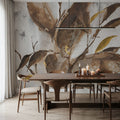 Gilded Leaf Collage I Mural Wallpaper - Warm Tone - room preview 05