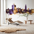 Murcia Spain Skyline Purple & Gold Mural Wallpaper - room preview 05