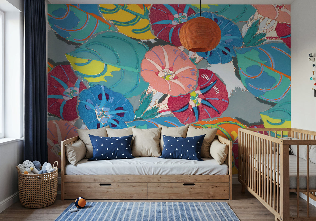 Floral Colourful Explosion Mural Wallpaper - room preview 05