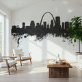 St Louis Missouri Skyline Black & White Mural Wallpaper - room preview 05