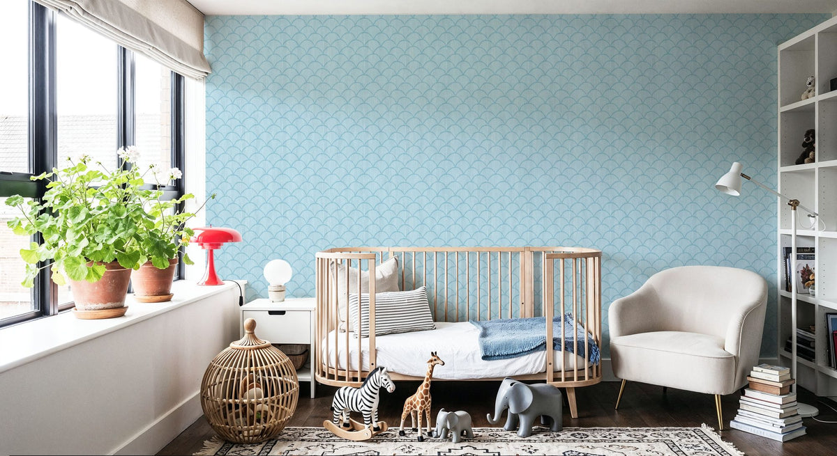 Coastal Scales Light Blue Mural Wallpaper - room preview 05
