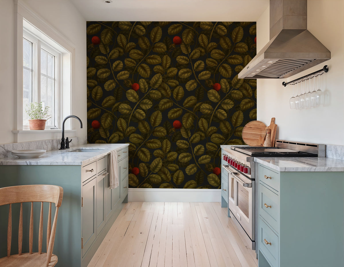 Rose Hips Mural Wallpaper - room preview 05