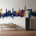 Málaga Spain Skyline Blue & Bronze Mural Wallpaper - room preview 05