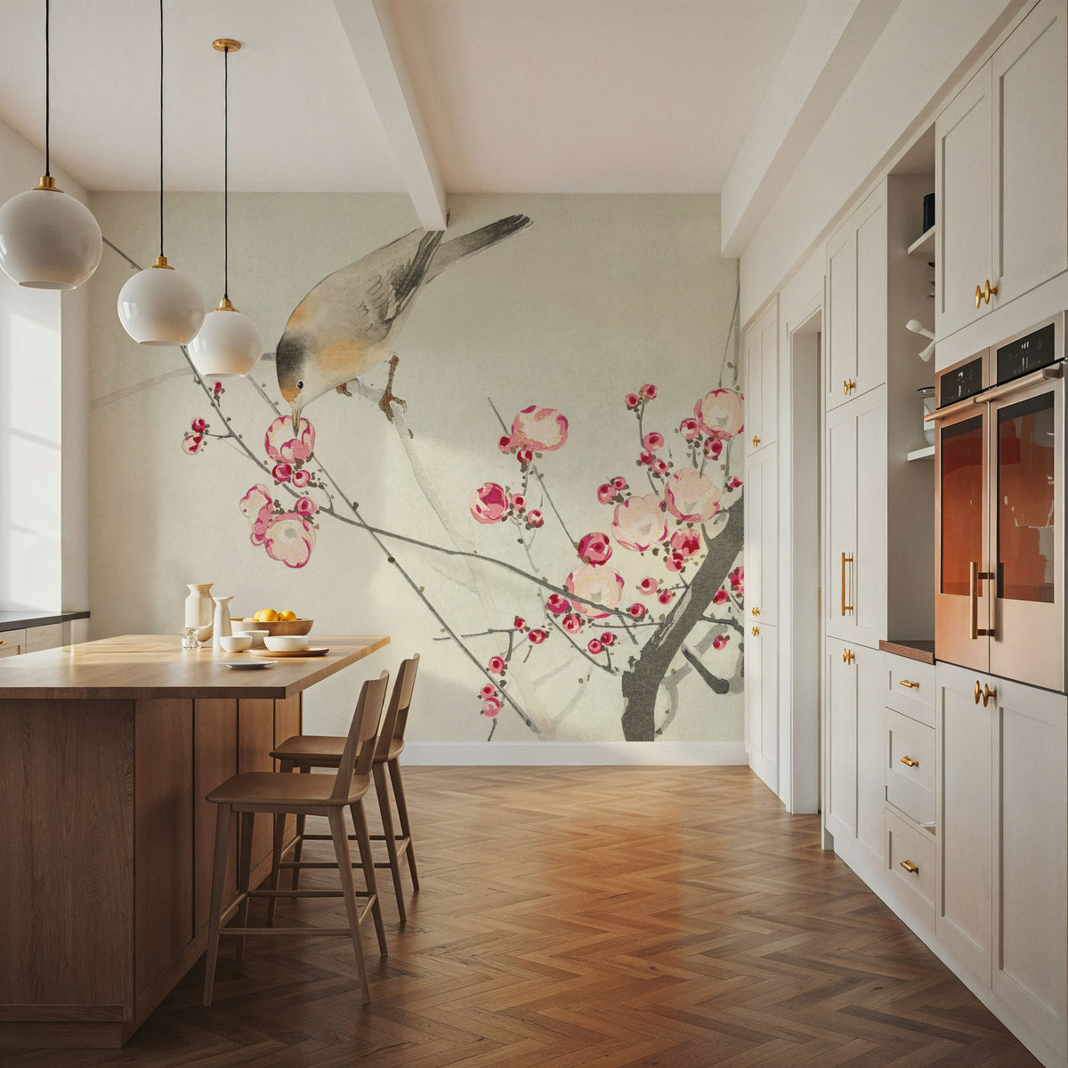 Songbird on Blossom Branch Mural Wallpaper - room preview 05