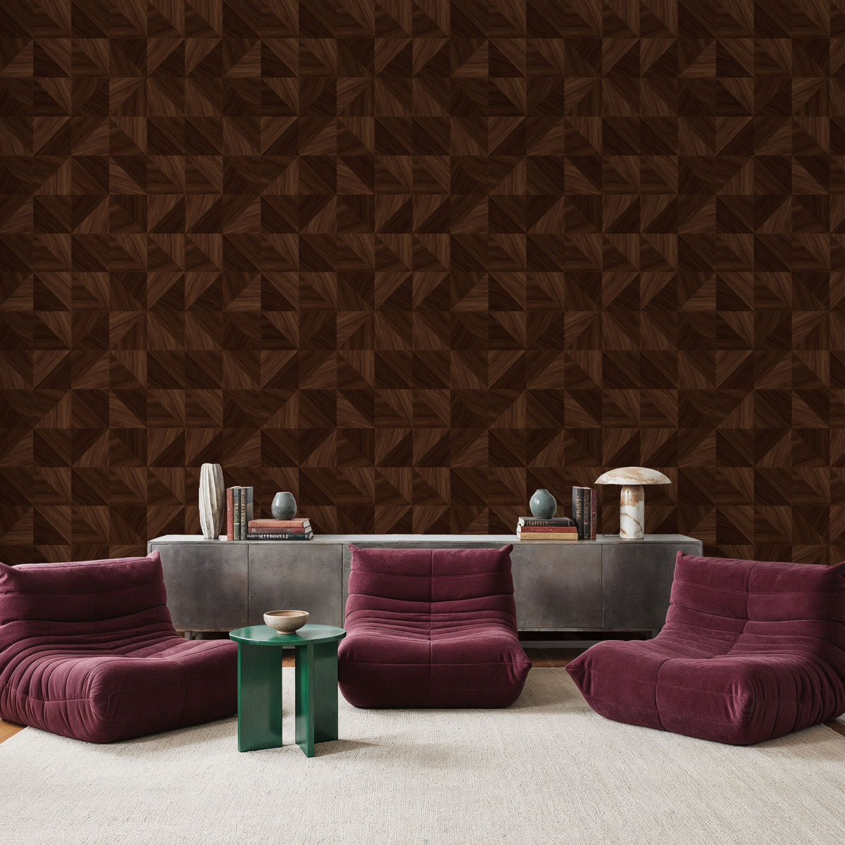 Puzzle Wood, Walnut Mural Wallpaper - room preview 05