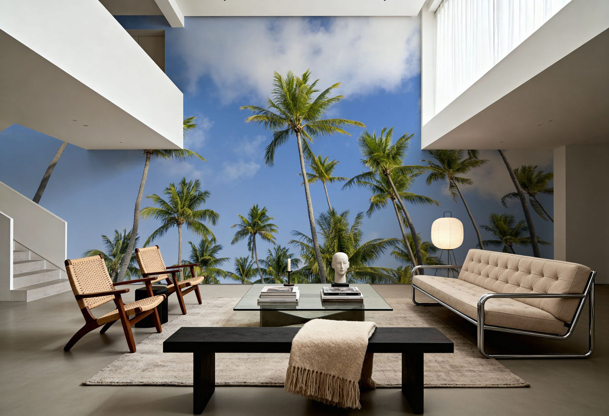 Strecthing Palm Trees Mural Wallpaper - room preview 05