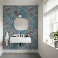 Painterly Tigers Light Blue Mural Wallpaper - room preview 05