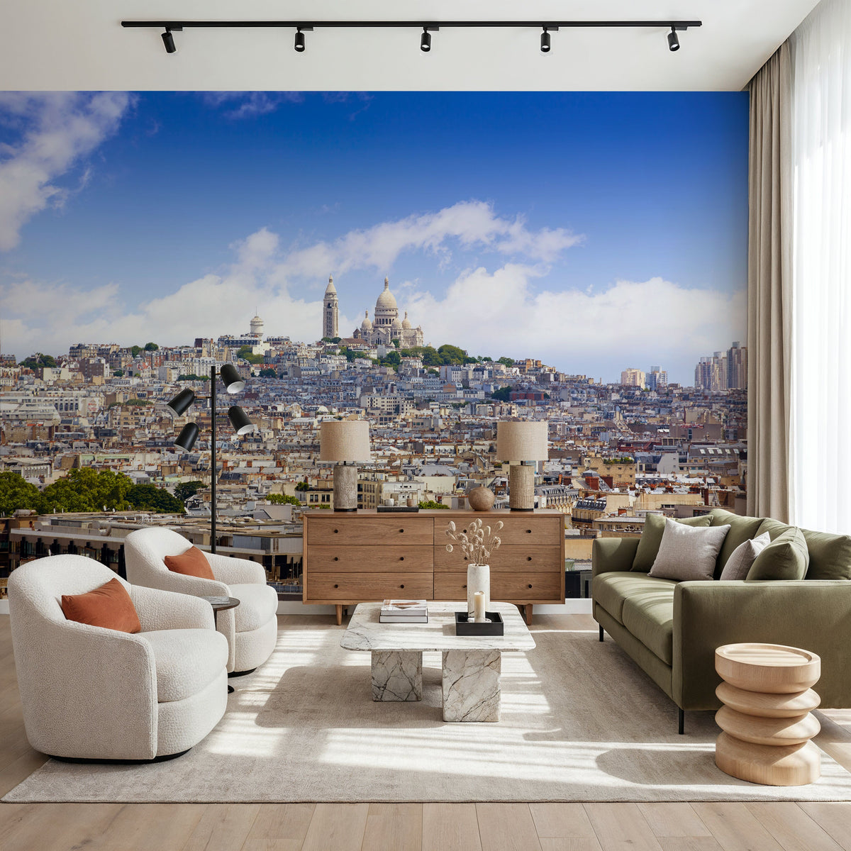 Paris Skyline and Sacre Coeur Basilique Mural Wallpaper - room preview 05