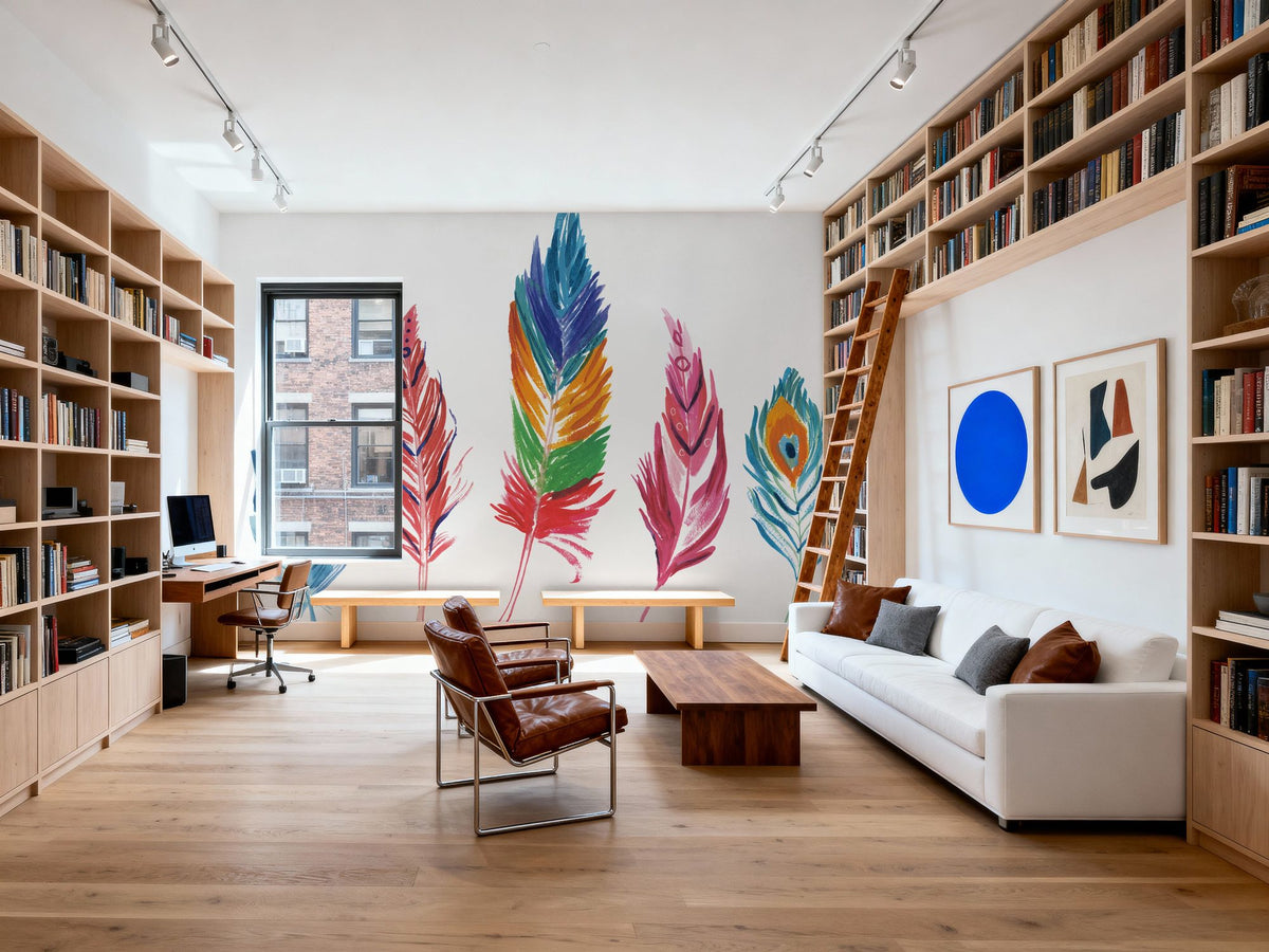 Rainbow Feathers IV Mural Wallpaper - room preview 05
