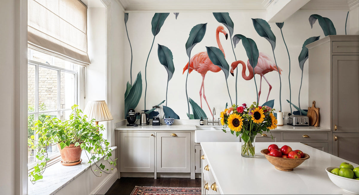 Shy Flamingos Mural Wallpaper - room preview 05