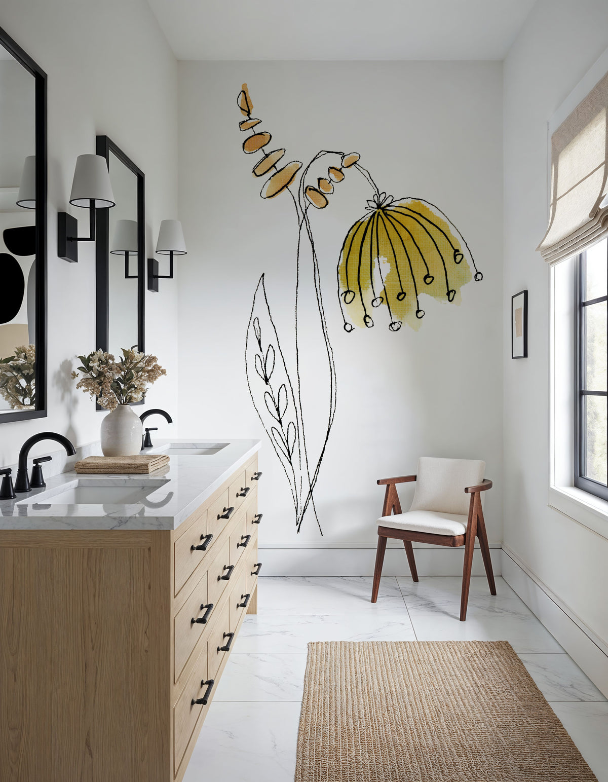 Line Flower III Mural Wallpaper - room preview 05