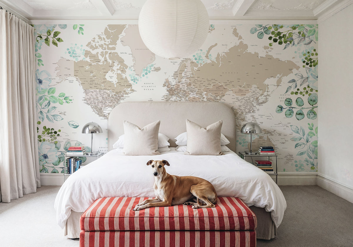 World Map Cities - Leanne Mural Wallpaper - room preview 05