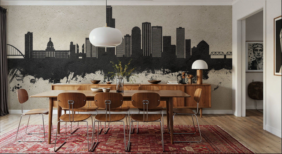 Edmonton Canada Skyline Concrete Mural Wallpaper - room preview 05