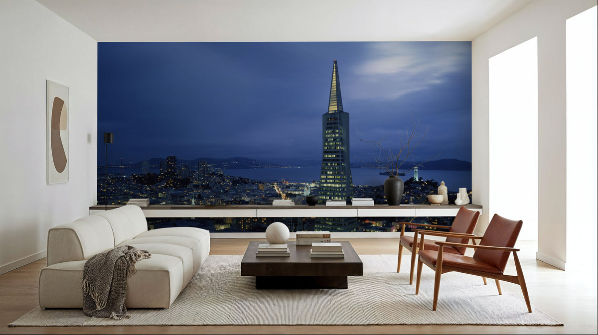 Luminous Triangle Skyline Mural Wallpaper - room preview 05