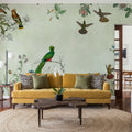 Fields of Birds and Flowers Mural Wallpaper - Neutral Tone - room preview 05