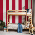 Scalloped Circus Stripes, Red Mural Wallpaper - room preview 05