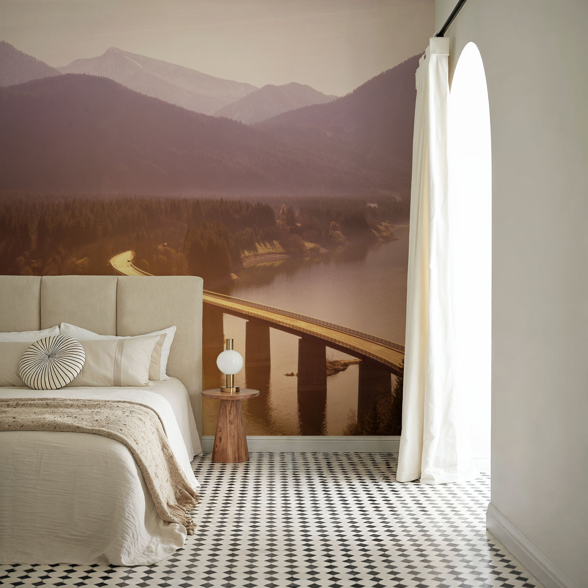 Golden Bridge Serenity Mural Wallpaper - room preview 05