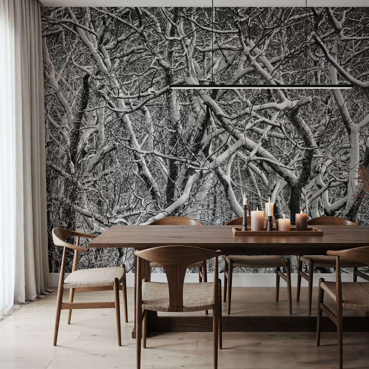 Snow Branches Mural Wallpaper - room preview 05