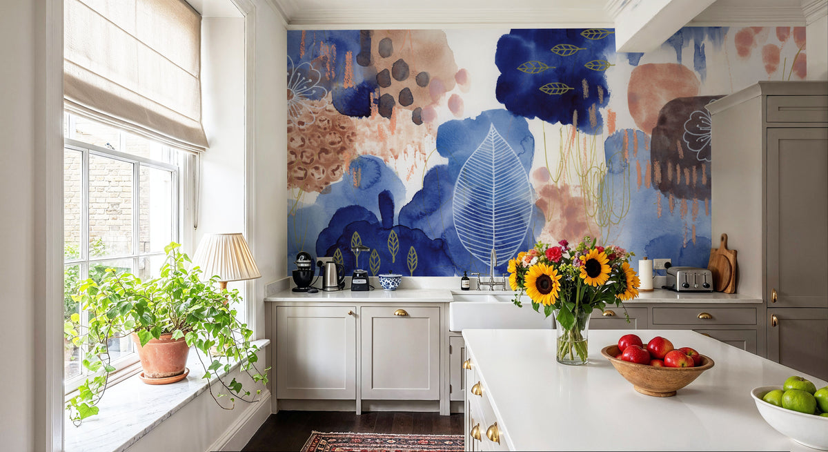 Big Blue Bloom Mural Wallpaper - room preview 05