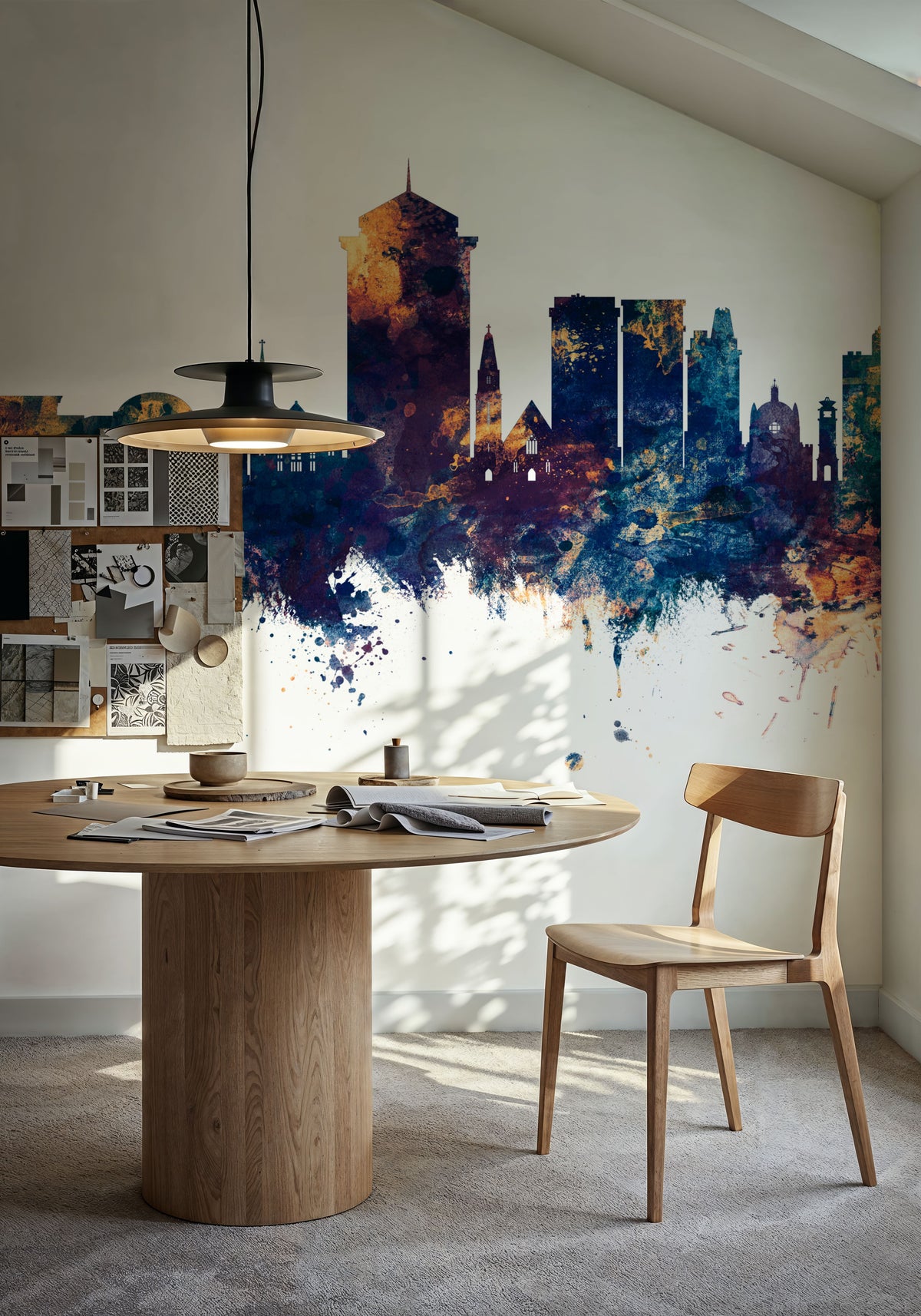 Montgomery Alabama Skyline Blue & Bronze Mural Wallpaper - room preview 05