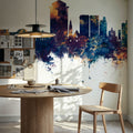 Montgomery Alabama Skyline Blue & Bronze Mural Wallpaper - room preview 05