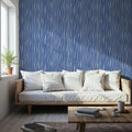 Swaying Lines, Indigo Mural Wallpaper - room preview 05