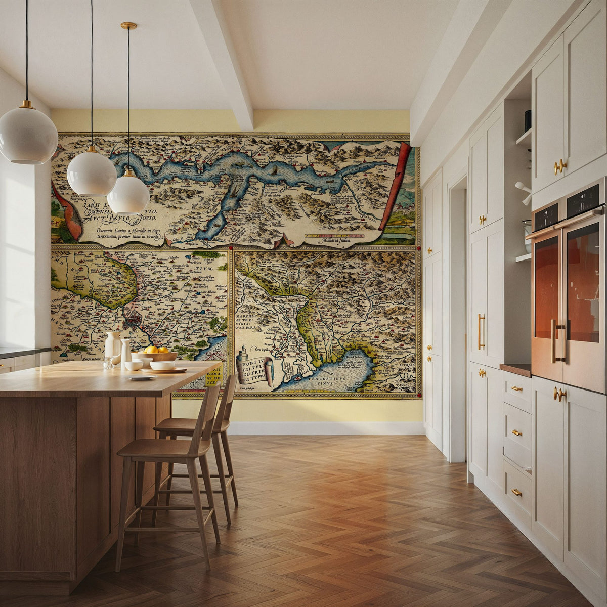 Old Map of Lake Como, Rome, Friuli, 1570 Mural Wallpaper - room preview 05