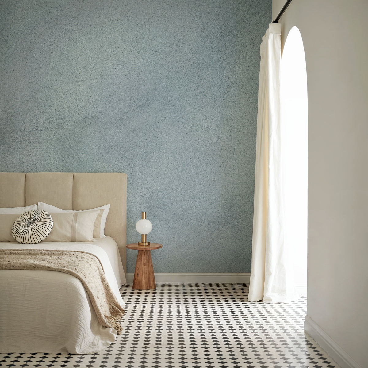 Stucco, Ice Blue Mural Wallpaper - room preview 05