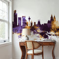 Liverpool England Skyline Purple & Gold Mural Wallpaper - room preview 05