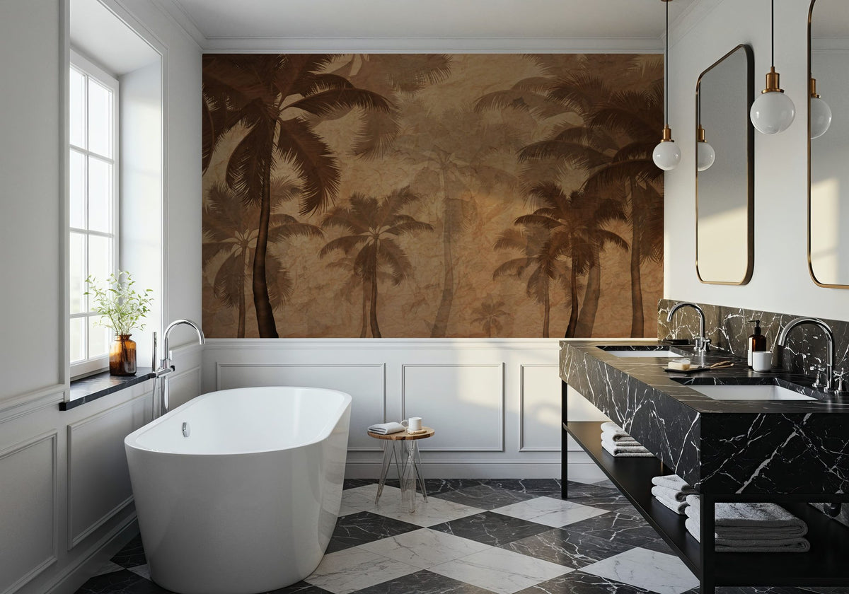 Sepia Palm Trees Mural Wallpaper - room preview 05