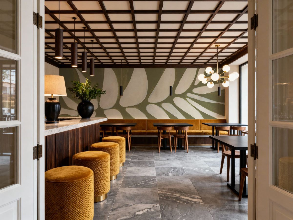 Organic Leaf Mural Wallpaper - room preview 05
