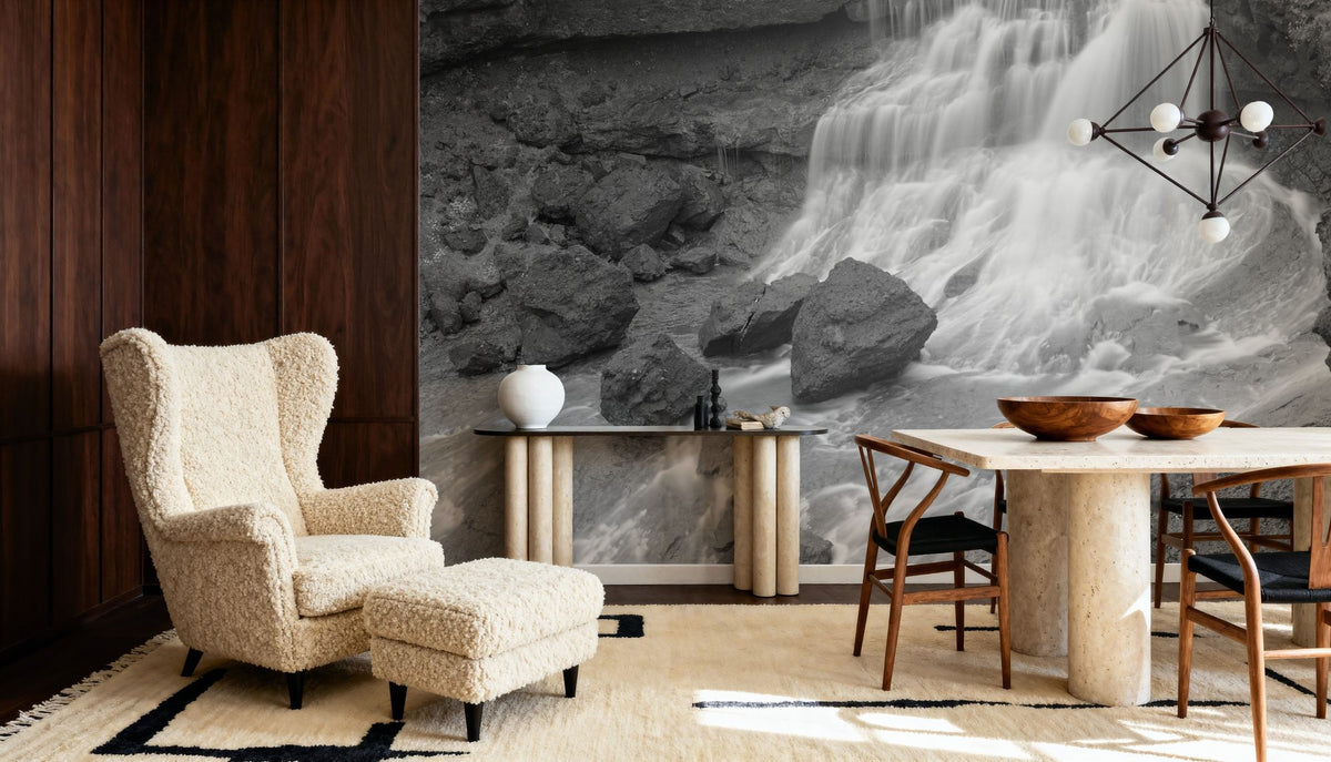 Waterfall Along the Fjarthra River Mural Wallpaper - room preview 05