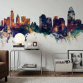 Cincinnati Ohio Skyline Blue & Bronze Mural Wallpaper - room preview 05