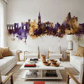 Montpellier Skyline Purple & Gold Mural Wallpaper - room preview 05