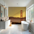 Crimson Bridge Twilight Yellow Mural Wallpaper - room preview 05