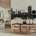 Minsk Belarus Skyline Black & White Mural Wallpaper - room preview 05
