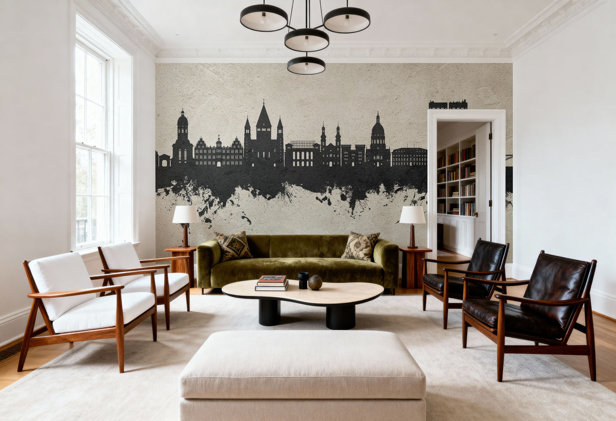 Mainz Germany Skyline Concrete Mural Wallpaper - room preview 05