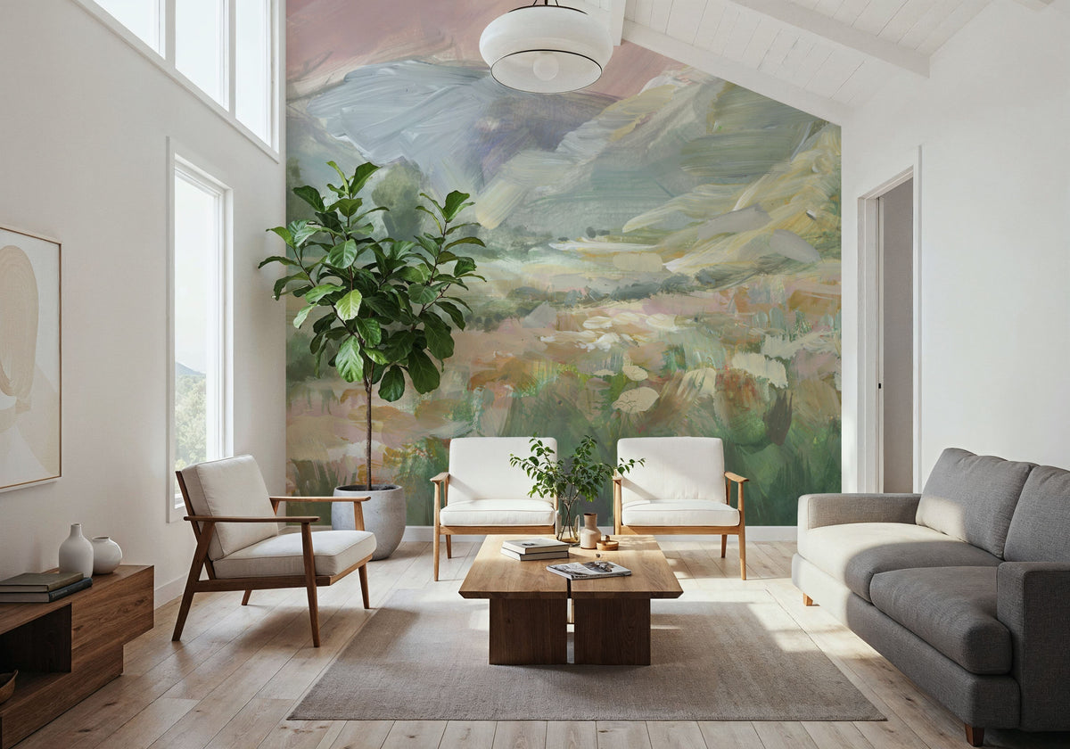Field of Pink Flowers Mural Wallpaper - room preview 05