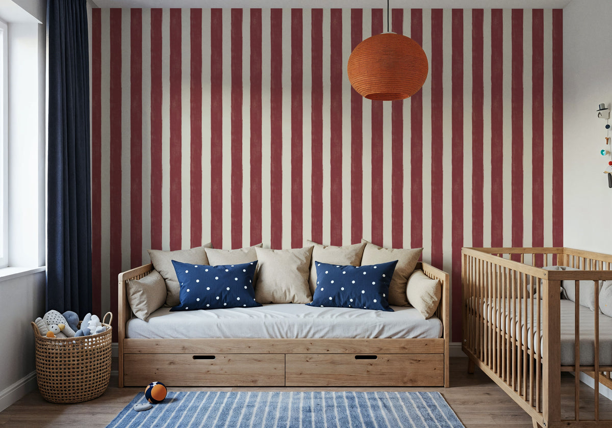 Sino Vertical Lines, Red Mural Wallpaper - room preview 05