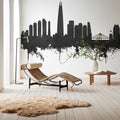 Seoul Skyline Black & White Mural Wallpaper - room preview 05