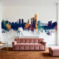 Oslo Skyline Blue & Bronze Mural Wallpaper - room preview 05