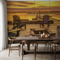 Wooden Pier At Sunset Mural Wallpaper - room preview 05