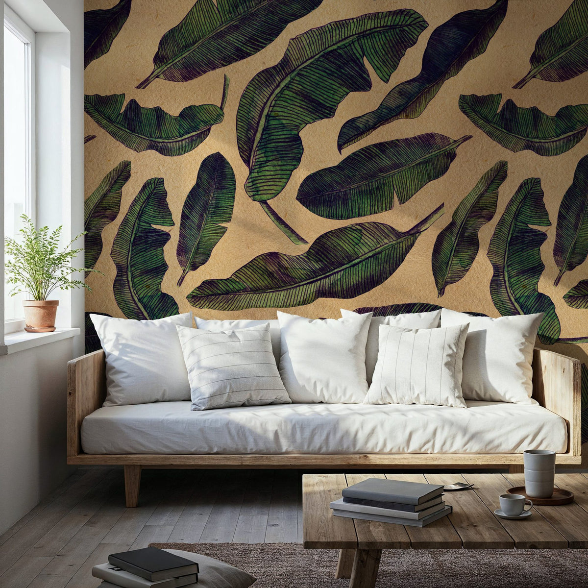 Veined Banana Leaf Mural Wallpaper - room preview 05