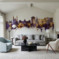 Port-au-Prince Haiti Skyline Purple & Gold Mural Wallpaper - room preview 05