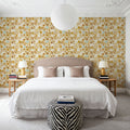 Miracle Blossoms and Birds, Yellow Mural Wallpaper - room preview 05