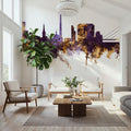 Düsseldorf Germany Skyline Purple & Gold Mural Wallpaper - room preview 05