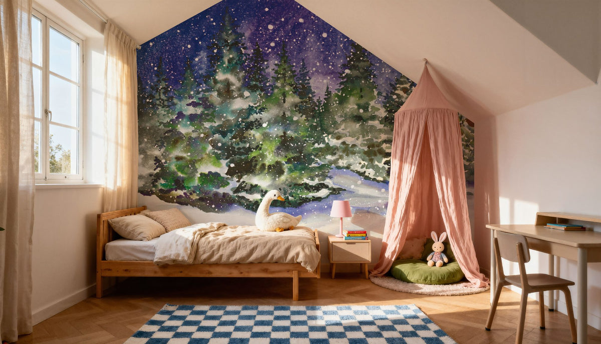 Winter Night Mural Wallpaper - room preview 05