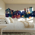 Maidstone England Skyline Blue & Bronze Mural Wallpaper - room preview 05
