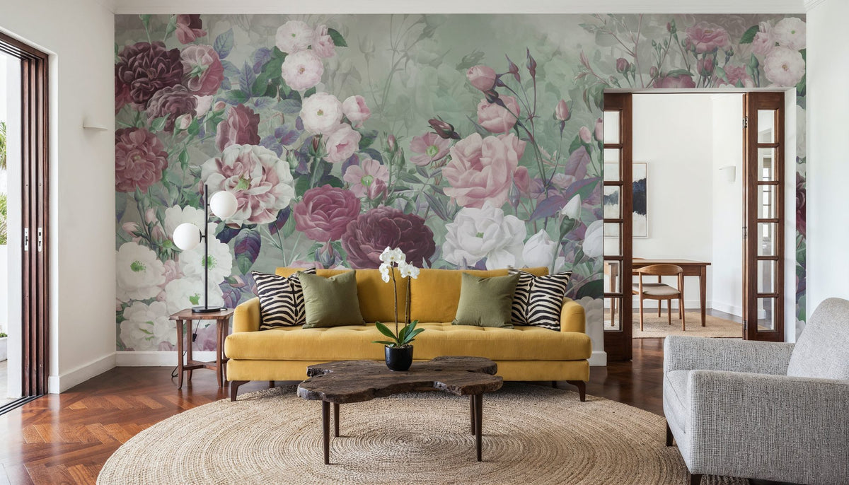 Rose Garden Green Mural Wallpaper - room preview 05