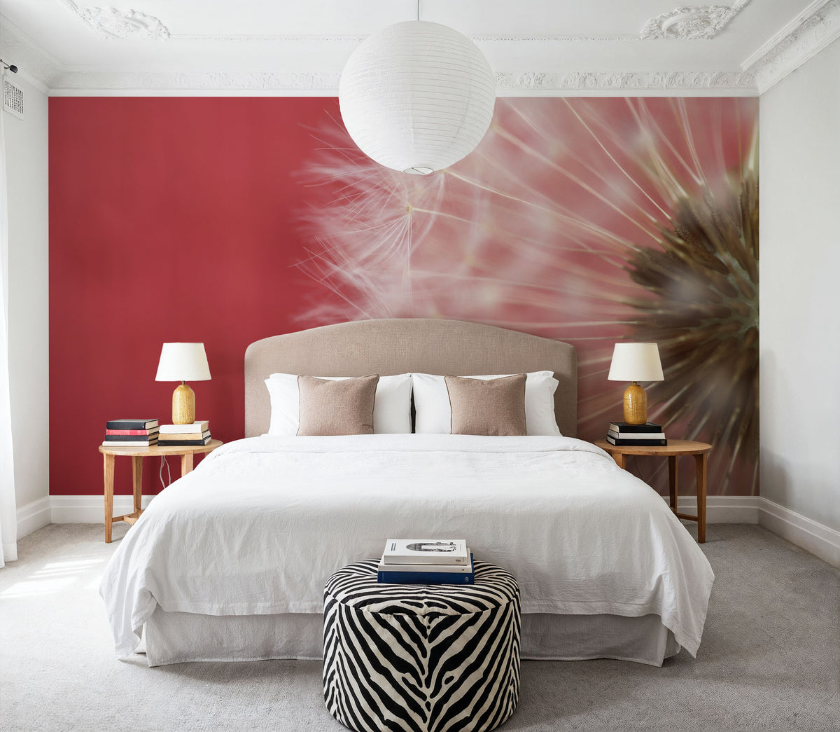 Dandelion on Red III Mural Wallpaper - room preview 05